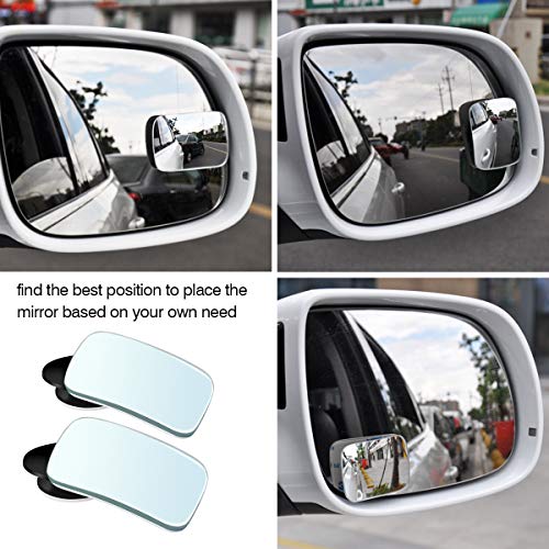 KMMIN Blind Spot Mirror, Square Convex Car Mirror Blind Spot for Universal Vehicles HD Frameless Blind Spot Mirrors 360° Rotatable for Car Great Rear View (2Pack) - Thumbnail 3