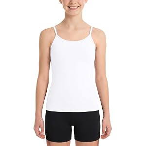 V FOR CITY Kids Girls Tank Tops with Built-in Bra Camisole 9-14 Years | Adjustable Strap Camis, Buttery-Soft Nylon Fabric, Ba
