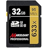 32GB SD Card, Marceloant Professional 633 x Class 10 SDHC UHS-II U3 SD Card Compatible Computer Cameras and Camcorders, SD Memory Card Up to 95MB/s, Yellow/Black (32GB)