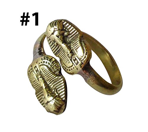 Finger Ring Adj Brass Ankh King Tut Nefertiti Scarab Horus Eye Ancient Pharaoh Metal Egyptian Hieroglyphic Ankh King Tut Ancient Adjustable Egypt pharaohs Costume Jewelry Accessory Handmade 105