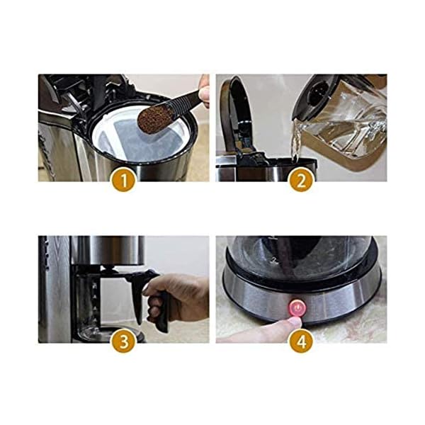 1yess Kaffeemaschine Kaffeemaschine 1,25 L Einfache ON-Taste Steuer Drip Art Haushalts- 1250W Edelstahl for Heim und… – Bild 5