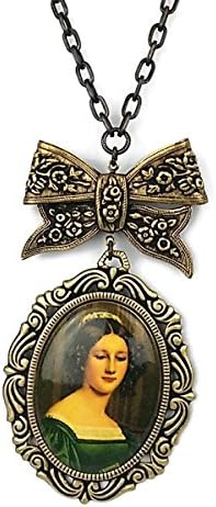 Renaissance Woman in a Green Dress Brass Ox Beaded Chain Necklace