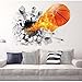 HaloVa 3D Flying Fire Basketball Wall Stickers, Broken wall, Removable Wall Arts Decals Murals for Children Kid Baby Room Decor