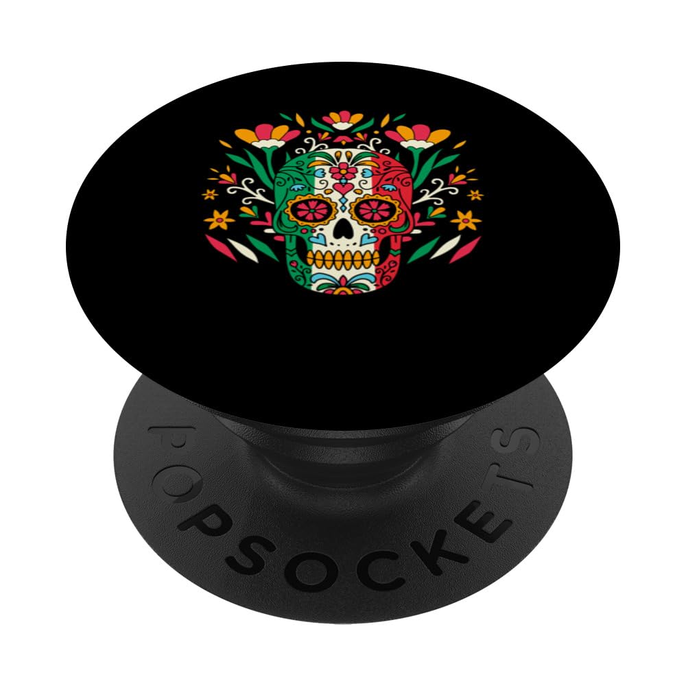 Sugar Skull Cinco De Mayo Women Mexican Calavera Funny PopSockets Swappable PopGrip
