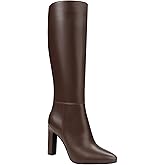 Quorvash Knee High Boots for Women - Long Elastic Faux Leather Tall Boots for Women Mid Block Heel Pointed Toe with Side Zipper Fall Winter