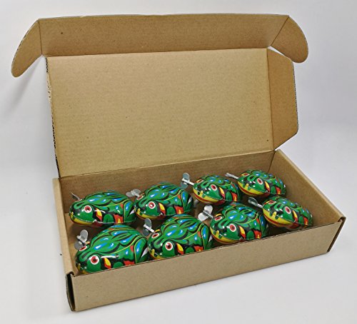 8 pcs Box Jumping Frog retro vintage wind-up metal tin toy, cool crazy gift