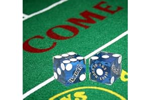 Cyber-Deals Wide Selection Craps Bundle Set: Las Vegas Style Felt Layout + Pair 19mm Authentic Nevada Casino Table-Played Dice (Harrah's (Blue Polished))