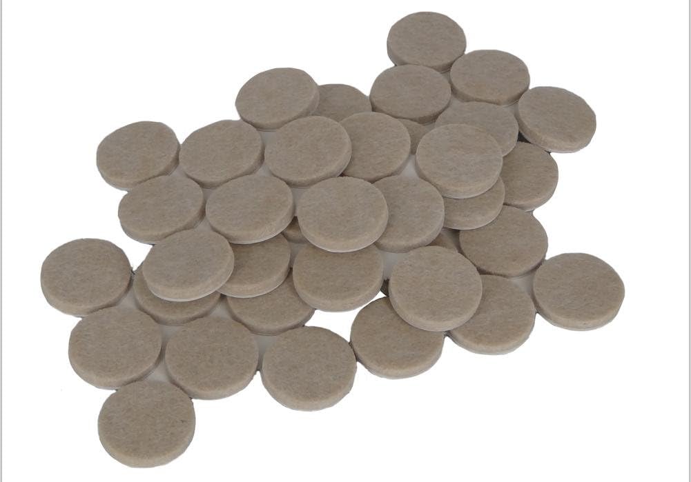 doneiseasy Self-Stick 1" Round Furniture Felt Pads Value Pack for Hard Surfaces, Oatmeal, 48-Piece