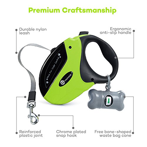 TaoTronics TTPA001G Retractable Dog Leash, Green, Large Pricepulse