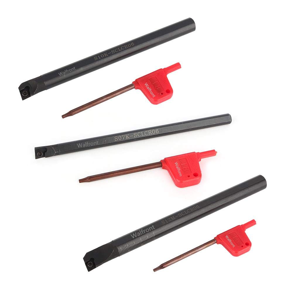 Walfront 16Pcs Internal Threading Turning Tools Set 3Pcs Lathe Boring Bar Turning Tool Holder + 10 Pcs CCMT0602 Insert + 3 Pcs Wrench