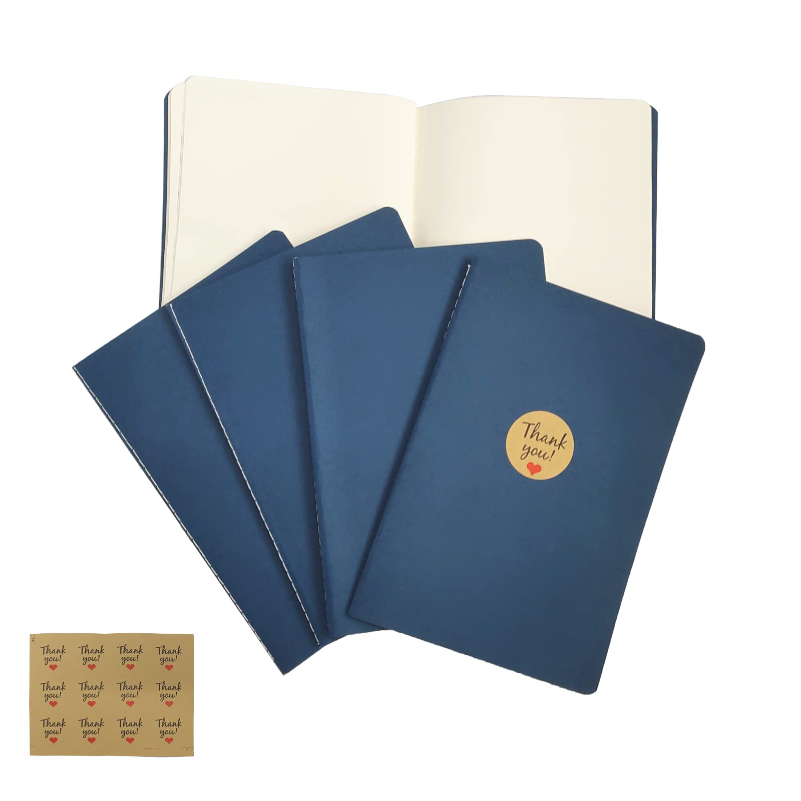 ZMCYN 12 Pack A5 Blank Notebook 5.5x8.3 inch, Unlined Notebook Bulk with Thank You Sticker, Travel Journal Notebook Memo Diary Notebook for School, University, Office (32sheets/64pages)