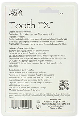 Mehron Makeup Tooth FX with brush, Black for Special Effects, Halloween, Movies (0.25 oz)