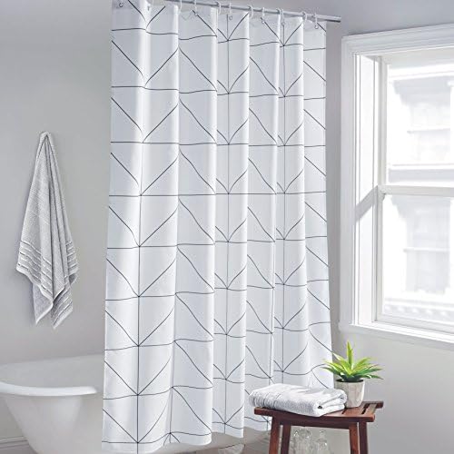 WeusFun Triangle Plaid Shower Curtain Waterproof Luxury Thick Polyester Bath Stall Curtain Durable, Classic Black Checkered Bathroom Curtain Washable with Rings for Home/Hotel, 60"x72"