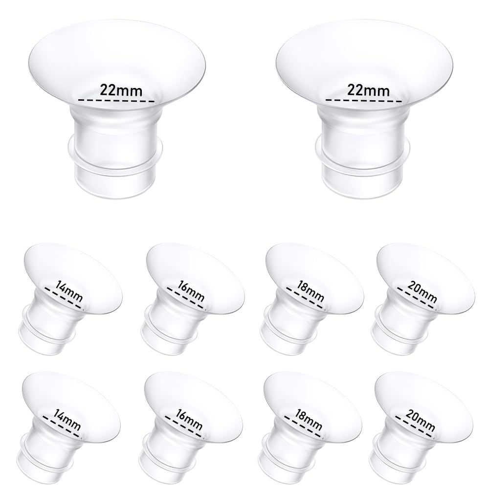 Photo 1 of 10PCS Breast Pump Flange Insert Kit - 14/16/18/20/22mm*2pc for Momcozy M5/M9/M6/S12 Pro/V1 pro/V2 pro, Spectra S1/S2, Eufy E10/S1 Pro, Medela/Elvie/Lansinoh/Paruu P10 Breast Pump Wearable Pumps