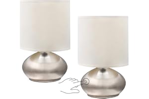 Catalina Lighting 18581-00 Caden Mini Reading Lights, Touch Accent Lamps for Office, Dorm, or Bedroom, Reading Light Nightstand Lamp, LED Bulb NOT Included, 9.25", Silver, Set of 2