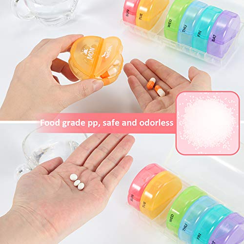 Daily Pill Organizer (Twice-A-Day), SZREDU Weekly AM/PM Pill Case, Medicine Organizer 7 Day,Rainbow Pill Box for Pills,Capsule,Vitamin,Fish Oil