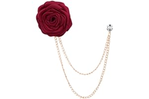 MXUHUI Fashion Bridegroom Wedding Brooches Cloth Art Hand-Made Rose Flower Brooch Lapel Pin Badge Tassel Chain Men's Suit Accessories