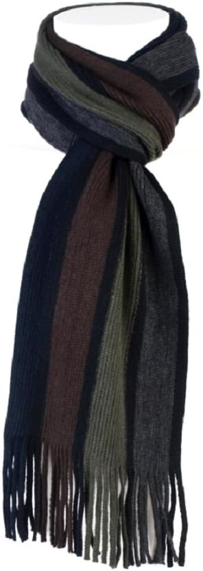 1 no. Mens Luxury Soft Winter Warm Striped Scarf - Brown/Khaki/Grey Mix 06