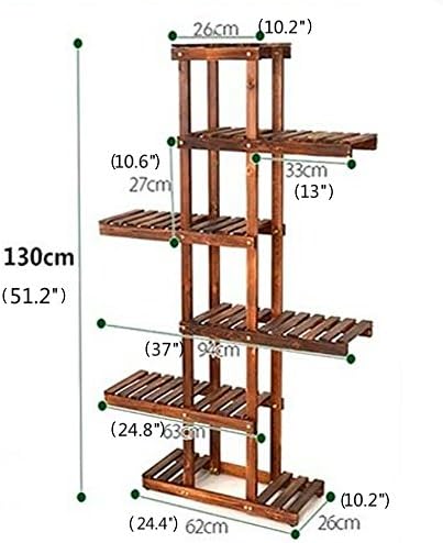 Carbonized Pine Wood Shelf 5 Tiers Design Handmade Plant Stand Burned Cedar Bonsai Gardening Planter Shoe Racks Balcony Living Room Indoor Outdoor Bathroom (Design 1)