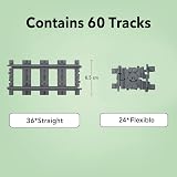 Etarnfly 60Pcs City Train Tracks 36 Straight 24 Flexible Compatible with All view 2