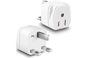 US to UK Plug Adapter, OFOAEEA 2 Pack Type G Travel Adaptor, UK Travel Plug Adapter, UK Power Adapter, Ireland Plug Adapter, for Scotland British London England Hong Kong Irish Ireland, White