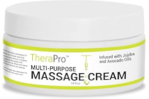 Multi-Purpose Massage Cream by TheraPro - 14 Ounces - Hypoallergenic, Unscented Cream - Massaging Cream Infused with Jojoba, Avocado Oil, Sweet Almond Oil - Non-Greasy & Unscented Massage Cream