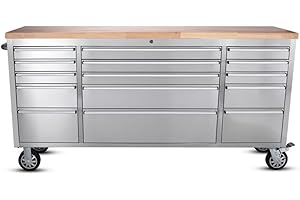 CT Copper Tailor 72-inch Tool Chest with 15 Drawers and Wheels, Mobile Garage Workbench Storage Tool Cabinet, Large Rolling Tool Box with Wood Top