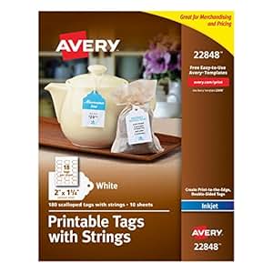 Amazon.com : Avery Printable Tags with Strings, Scallop, 2 x 1.25 ...