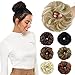 Rose bud Messy Bun Hair Pieces For Women Hair Bun Extension Updo Curly Messy Bun Scrunchie Dark Blonde & Bleach White Blonde Mixed