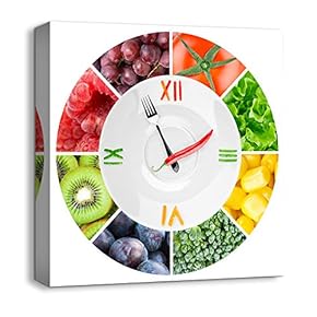 Canvas Wall Art Abstract Cute Clock Painting Artwork for Home Prints Framed - 12x12 inches