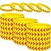 JOVITEC 48 Pcs Softball Bracelet Softball Wristband Silicone Bracelet Gift for Player and Teams