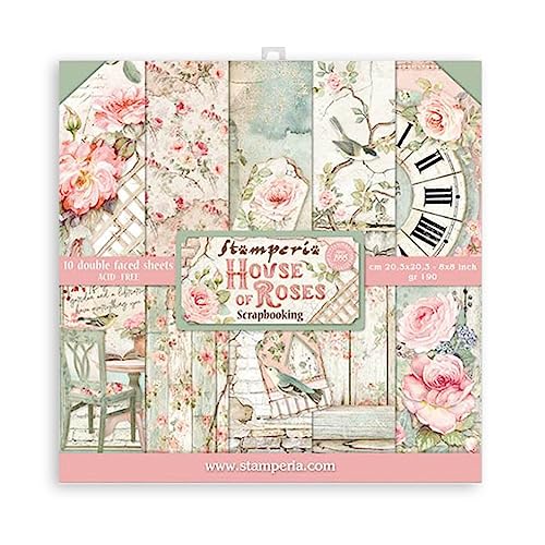 STAMPERIA INTERNATIONAL, KFT Scrapbooks Paper Pad 8X8 10PK HOUSE ROSE, 20.3 x 2…