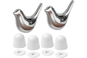HogarTech Porcelain Bird-Shaped Toilet Bolt Covers Set – 2 Decorative Caps + 4 Screw Lids, Easy Install, Gold/White/Black/Sil