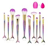 12PCS Makeup Brush Set, 10PCS Professional Mermaid