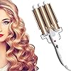 CreBeau-3-Barrel-Hair-Curler-25-mm-Hair-Waver-Curling-Iron-Wand-Adjustable-Temperature-with-Two-Gear-Temperature-Control-for-BeachyFrizz-Free-Waves-for-Women-Gold CreBeau 3 Barrel Hair Curler, 25 mm Hair Waver Curling Iron Wand Adjustable Temperature with Two Gear Temperature…