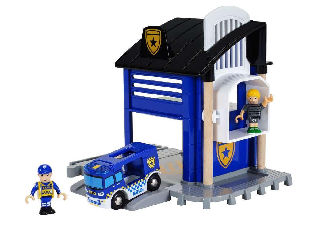 BRIO World Police Station for Kids Age 3 Years Up - Wooden Railway Train Accessories and Add Ons