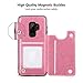 HianDier Wallet Case for Galaxy S9 Plus, Slim Protective Case with Credit Card Slot Holder Flip Folio Soft PU Leather Magnetic Closure Cover Case Compatible with Samsung Galaxy S9+ Plus, Pink