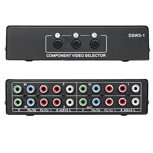 3 Port Component Splitter Switch Box, 3 Input 1 Output Audio Video Selector for Xbox 360 Wii PS2 PS3 DVD - Thumbnail 4