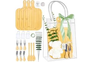 4 Set Baby Shower Game Prizes for Game Winners Adults, Bamboo Mini Charcuterie Boards with Spoon Fork Towel & Gift Bags, Brid