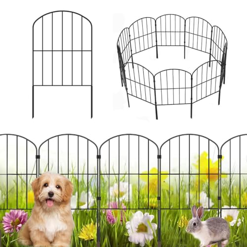 Decorative Garden Fence 10Pcs Metal Wire Fencing Border, Rustproof Arched Flower Plant Edging Border Durable Animal Barrier Dog Rabbit Pet Section Panel Fence for Landscape Patio Yard Decor, 60*330cm