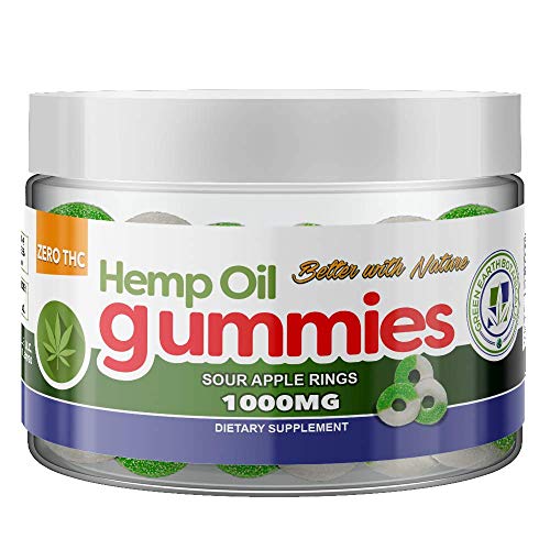 Natural Calm Hemp Oil Gummies - Sour Apple - Stress, Anxiety, Pain Relief, Inflammation :: MCT Oil Packed with Omega 3,6 Fatty Acids :: Sour Apple