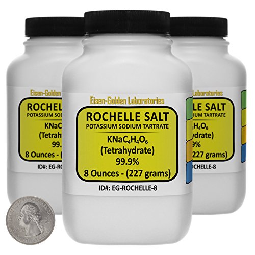 Potassium Sodium Tartrate [Rochelle Salt] 99.9% USP Grade Powder 1.5 Lb in Three Space-Saver Bottles USA