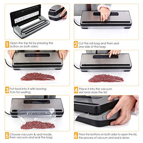 PARTU - Vacuum Sealer Dry/Moist Function For Family, Travel, Dried Fruit, Vegetables Food Vacuum Sealer With Vacuum Bag Cutter || Cable Storage Slot || Configure a Roll of Vacuum Bag - Thumbnail 3