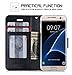 FYY Luxury PU Leather Wallet Case for Samsung Galaxy S7 Edge, [Kickstand Feature] Flip Phone Case Protective Cover with [Card Holder] [Wrist Strap] for Samsung Galaxy S7 Edge Black