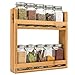 Morvat Bamboo Wooden Spice Jar Rack, 2-Tiered Seasoning Holder Organizer Set with 2 Shelves, Spice Storage Shelf for Kitchen Pantry & Cabinet, Counter or Wall Mount Option with Included Hardware