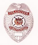 HWC VOLUNTEER FIREFIGTHER Nickel Badge Shield with Full Color Seal