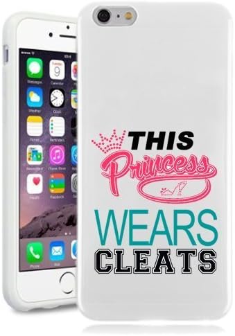 iPhone 7 Plus Case Soccer Softball Princess Wears Cleats Cool Funny Teen Girls UNIQUE Designer White Gloss Candy TPU Flexible Slim Case Cover Skin for Apple iPhone 7 PLUS