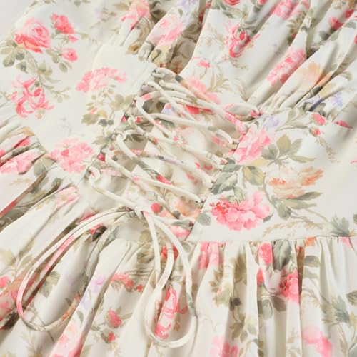 SCARLET DARKNESS Women's Summer Maxi Dress Spaghetti Strap Beach Dress Sleeveless Floral Print Chiffon Dress with Pockets