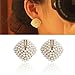 Ikevan 2017 New Fashion Women's 1 Pair Fashion OL Style Women Stud Earrings Pearl Rhombus Crystal Rhinestone
