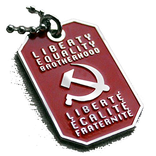 HAMMER AND SICKLE SOCIALISM MOTTO LIBERTY EQUALITY BROTHERHOOD DOG TAG COMMUNIST PENDANT